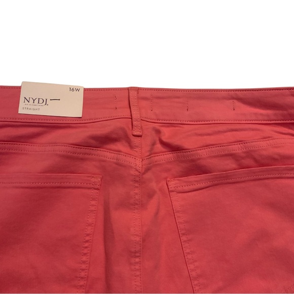 NYDJ Marilyn Straight Ankle Pink Jeans 16W Plus Size Coral Salmon Denim Crop - Picture 8 of 10